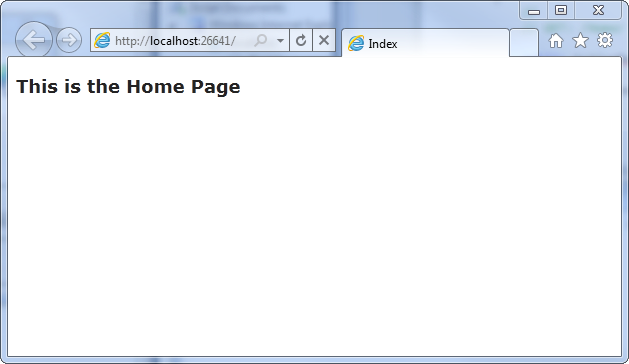 Screenshot of the music store's browser's home page, showing the text 'This is the Home Page' under the logo image.
