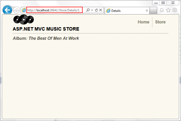 Screenshot of the Store Details page shows that the results are also being pulled from the database.