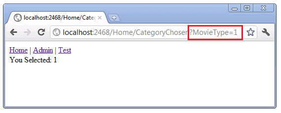 Image of query string with value of 1