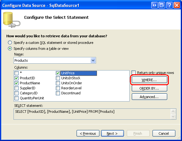 Using Parameterized Queries with the SqlDataSource (VB) | Microsoft Learn