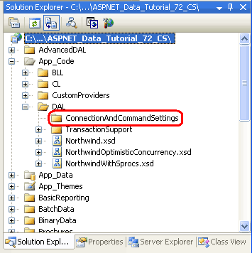 Add a Subfolder Named ConnectionAndCommandSettings