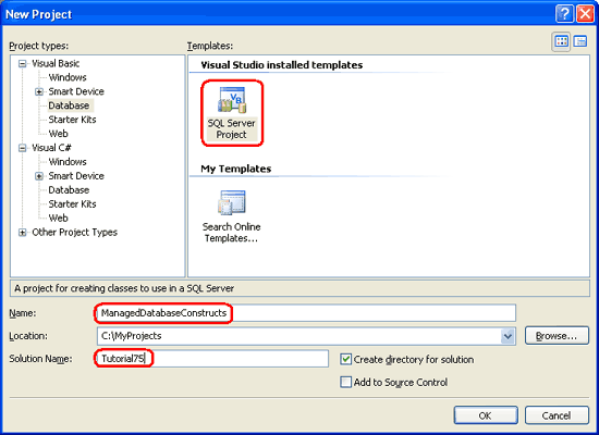 Create a New SQL Server Project