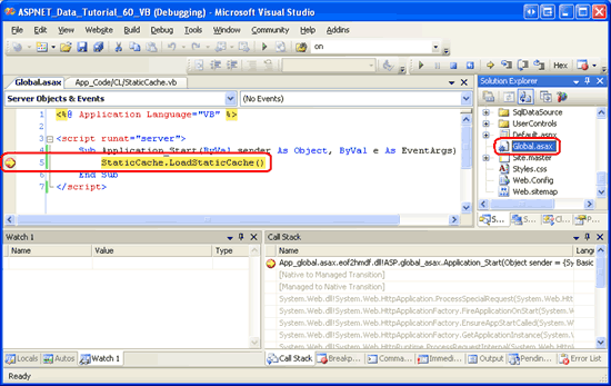 Use a Breakpoint to Verify that the Application_Start Event Handler is Being Executed