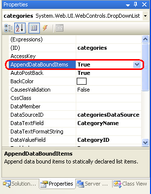 Set the AppendDataBoundItems Property to True