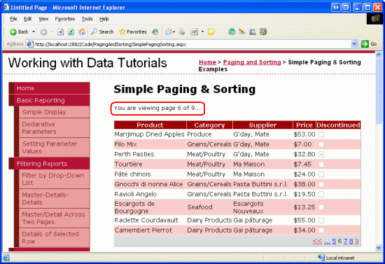 The Current Page Number and Total Number of Pages are Displayed