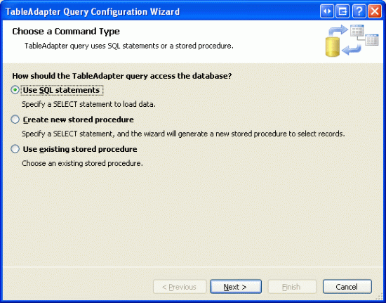 Select the Use SQL statements Option
