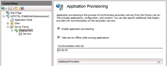 In the Server Farm pane, double-click Application Provisioning.