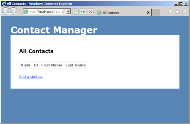 By default, the application displays the All Contacts page.