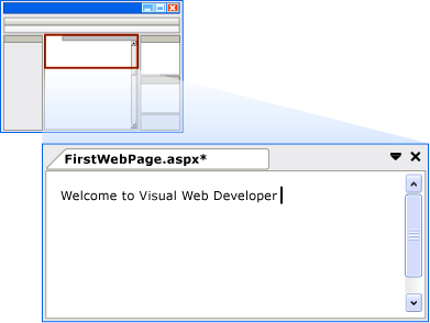 Welcome text in Design view