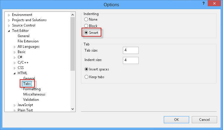 HTML Editor settings