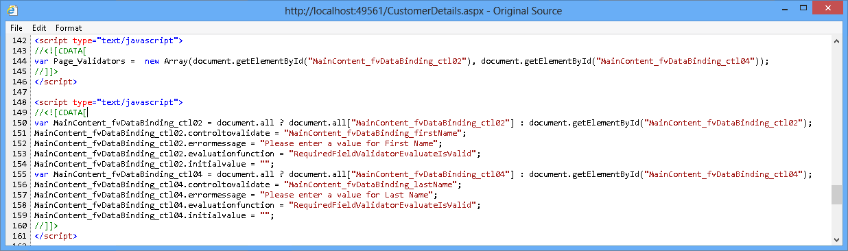 Validation JavaScript code in CustomerDetails page