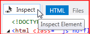 Screenshot showing how to select the Inspect button of the Page Inspector browser window to use Inspection Mode.