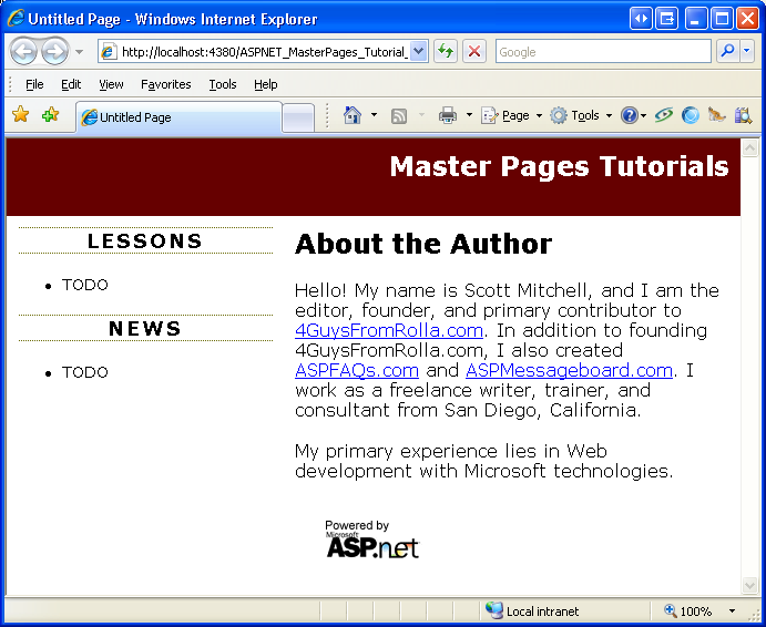 Creating a Site-Wide Layout Using Master Pages (C#) | Microsoft Learn
