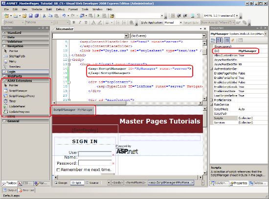 Add the ScriptManager to the Master Page