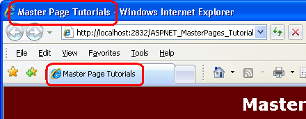 The Browser's Title Bar Now Shows "Master Page Tutorials" Instead of "Untitled Page"