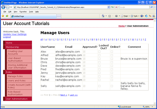 The First 10 User Accounts are Displayed