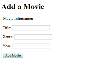 Screenshot shows the 'Add Movie' page in browser.