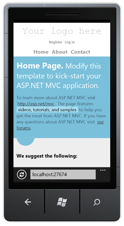 Screenshot of the mobile browser view of the desktop version of the new project template page.