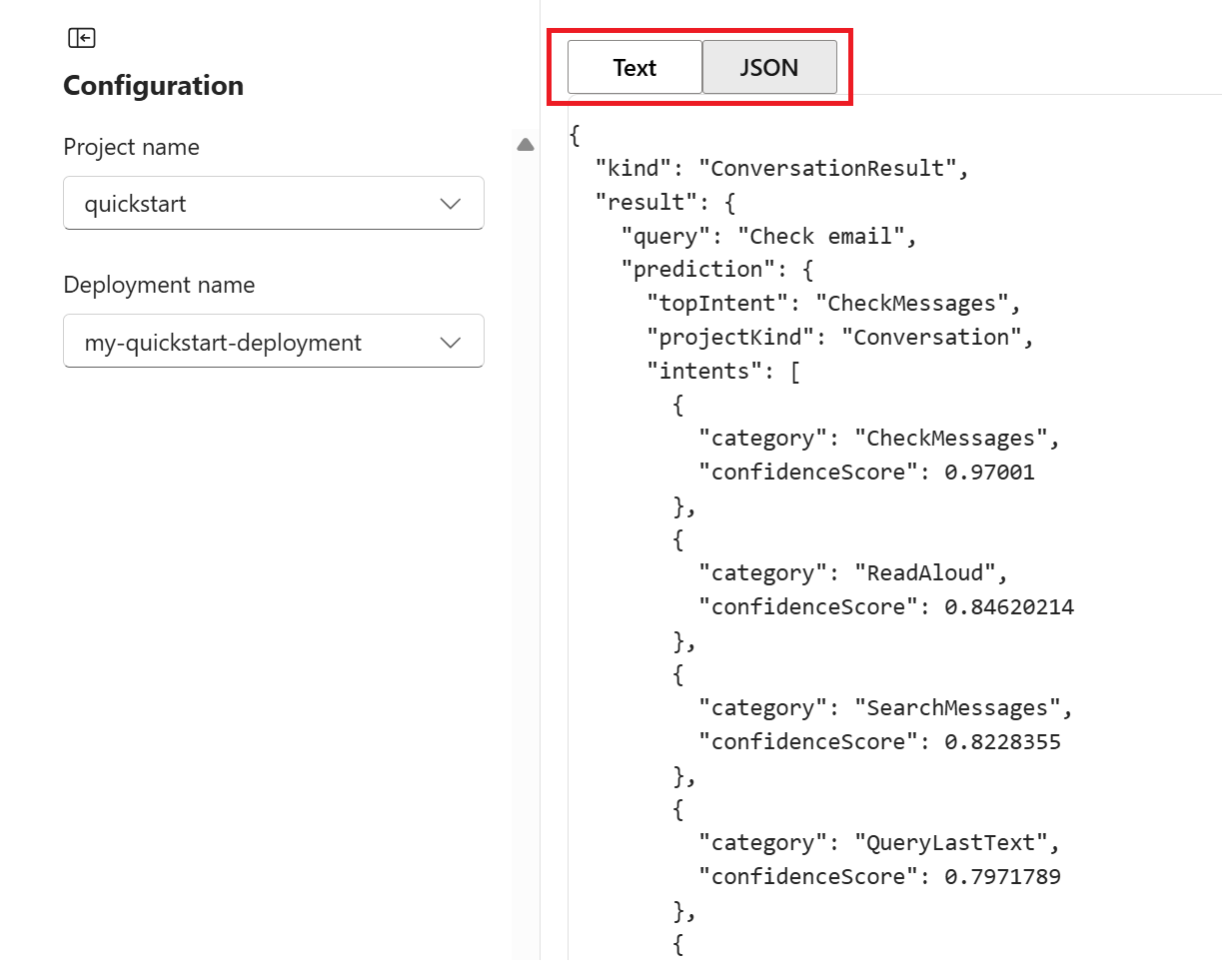 Screenshot of deployed model test results in Foundry language playground.