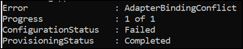 Screenshot of Adapter Binding Error.