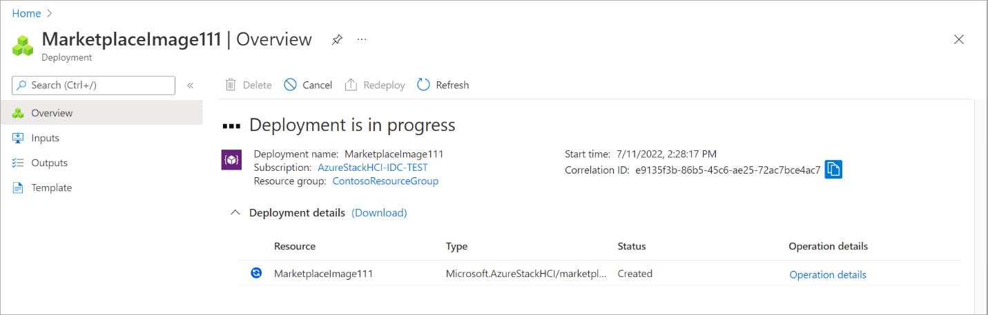 Screenshot showing deployment is in progress.