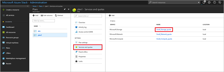 View quotas in administrator portal Quotas in Azure Stack Hub administrator portal