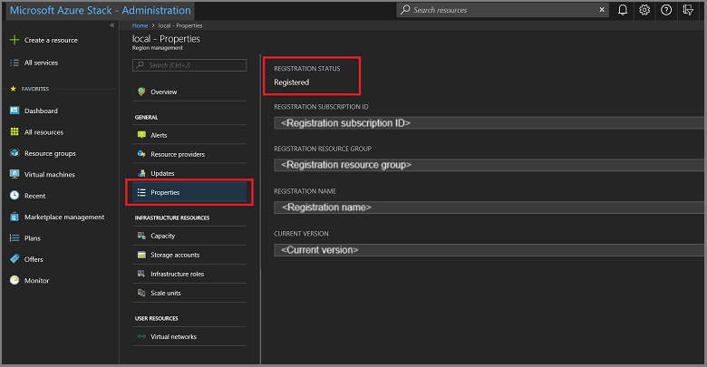 Region management tile in Azure Stack Hub administrator portal