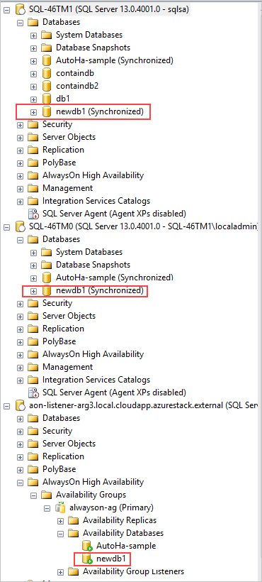 AlwaysOn database status in SQL Server Management Studio