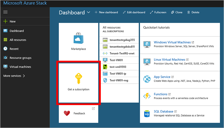 Get a subscription in Azure Stack Hub user portal