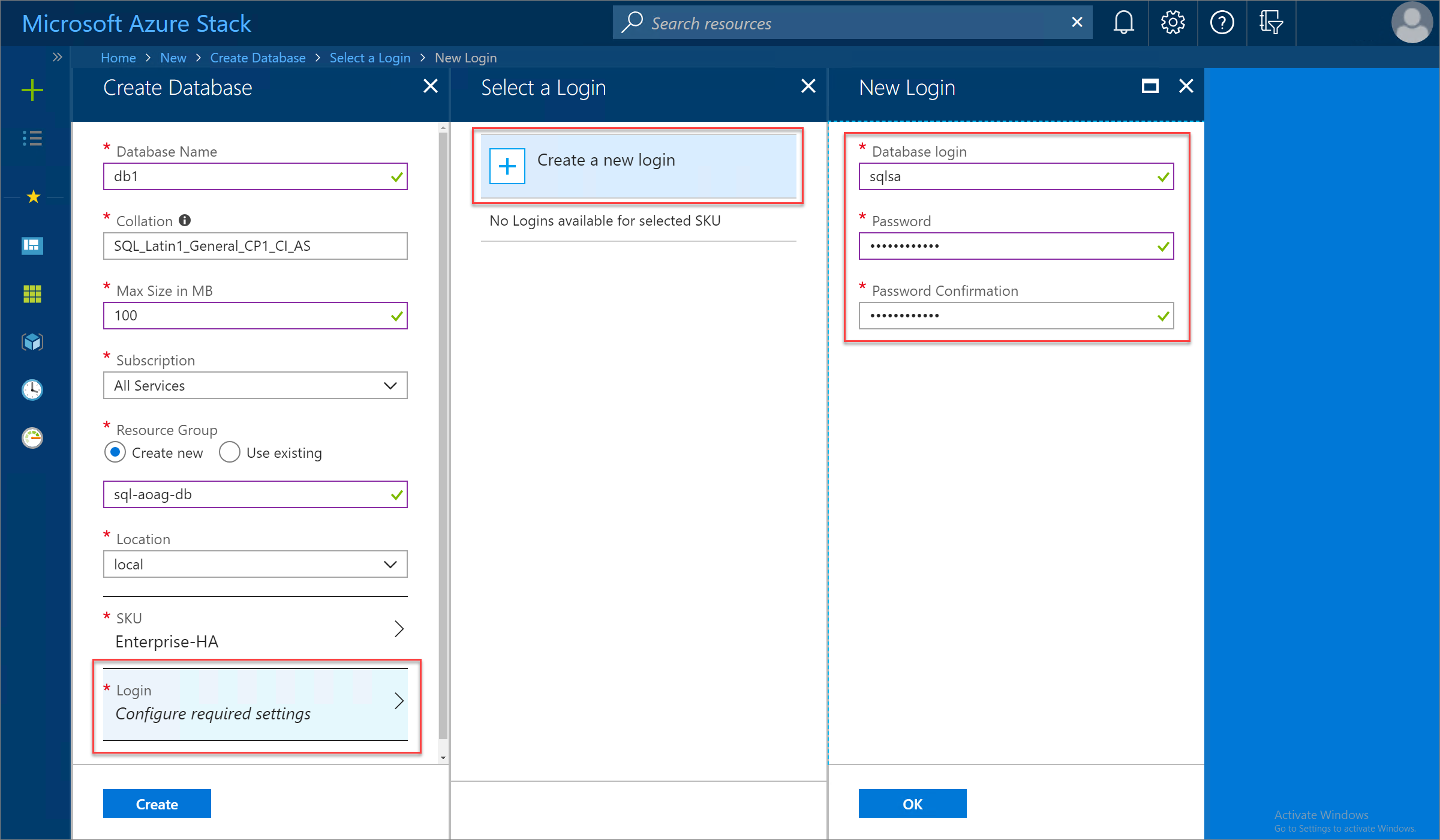 Create login in Azure Stack Hub user portal