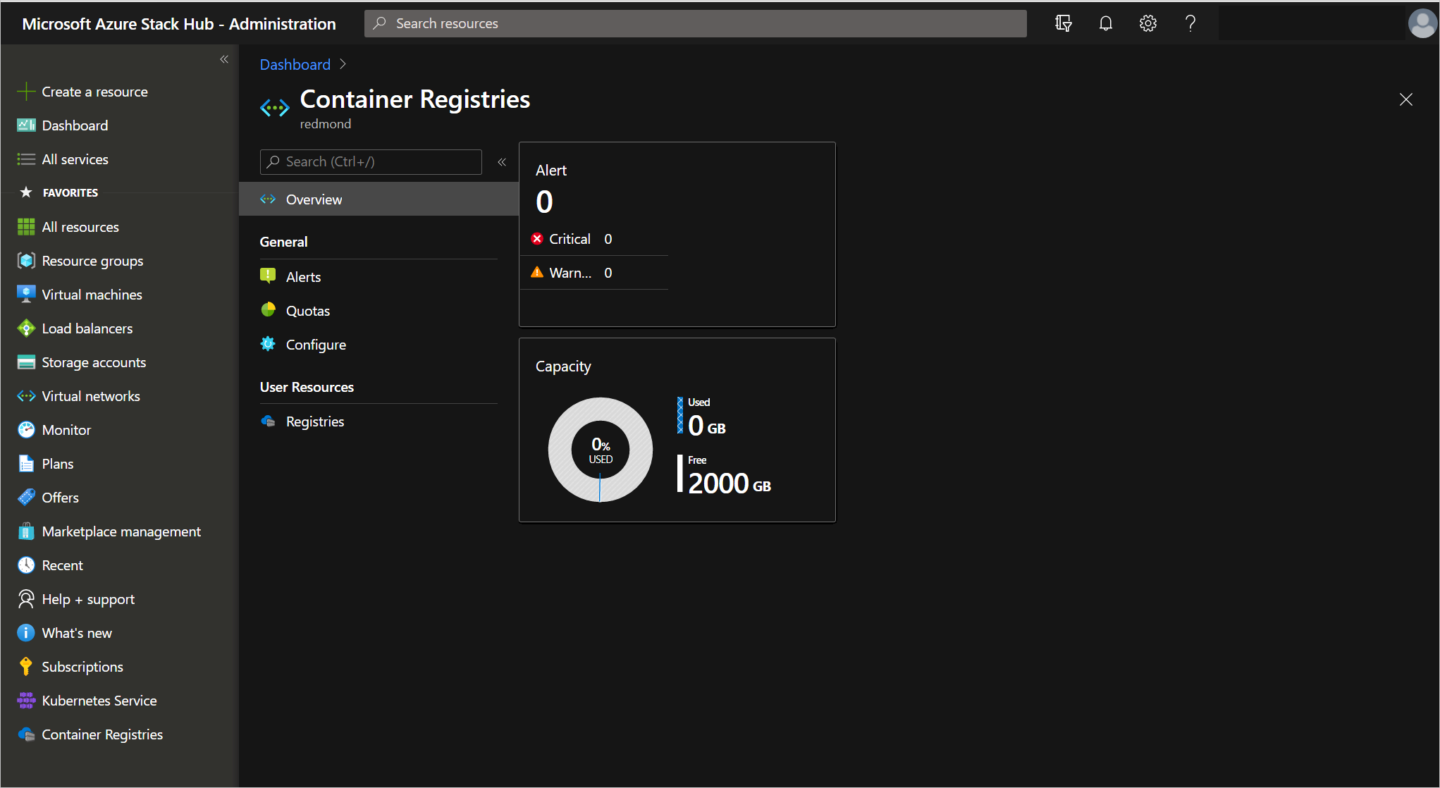 Azure Stack Hub container registry is installed.