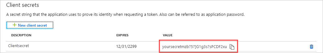 Saved key in client secrets