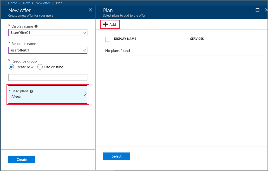 Add a plan in Azure Stack Hub administration portal