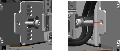 Diagram that shows the screws on the left and right sides of the case that secure the server rail being removed.