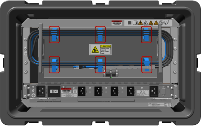 Diagram that shows the location of the six Velcro straps on the back of the case.