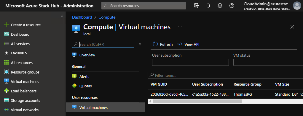 Screenshot of vm status output.