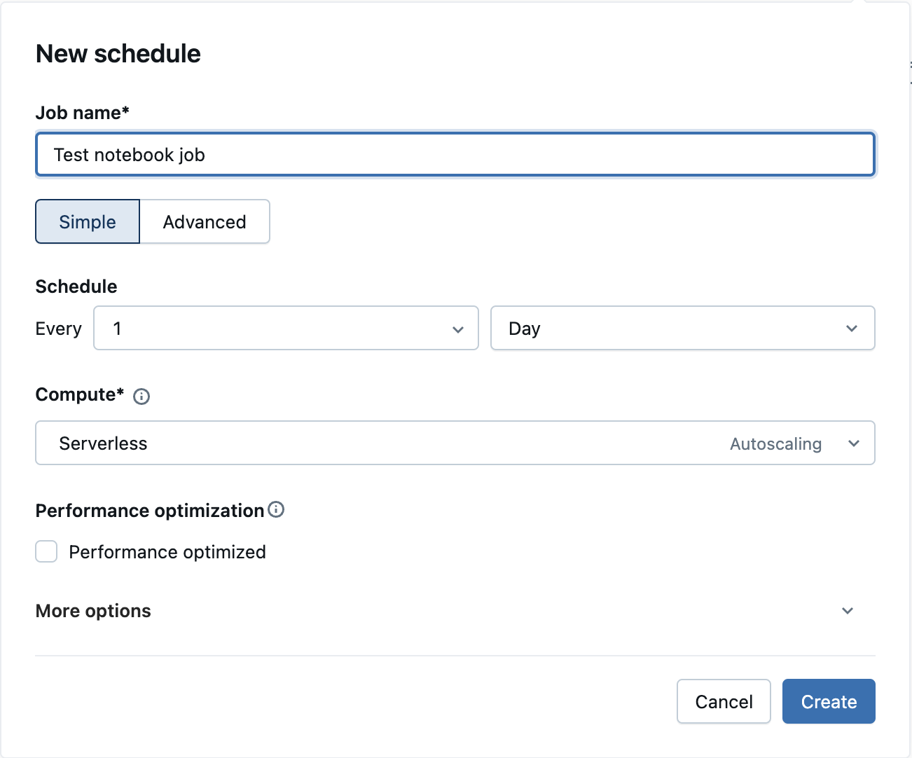 Schedule notebook dialog