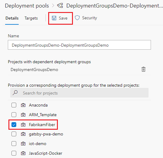 Screenshot that shows how to share with other projects.