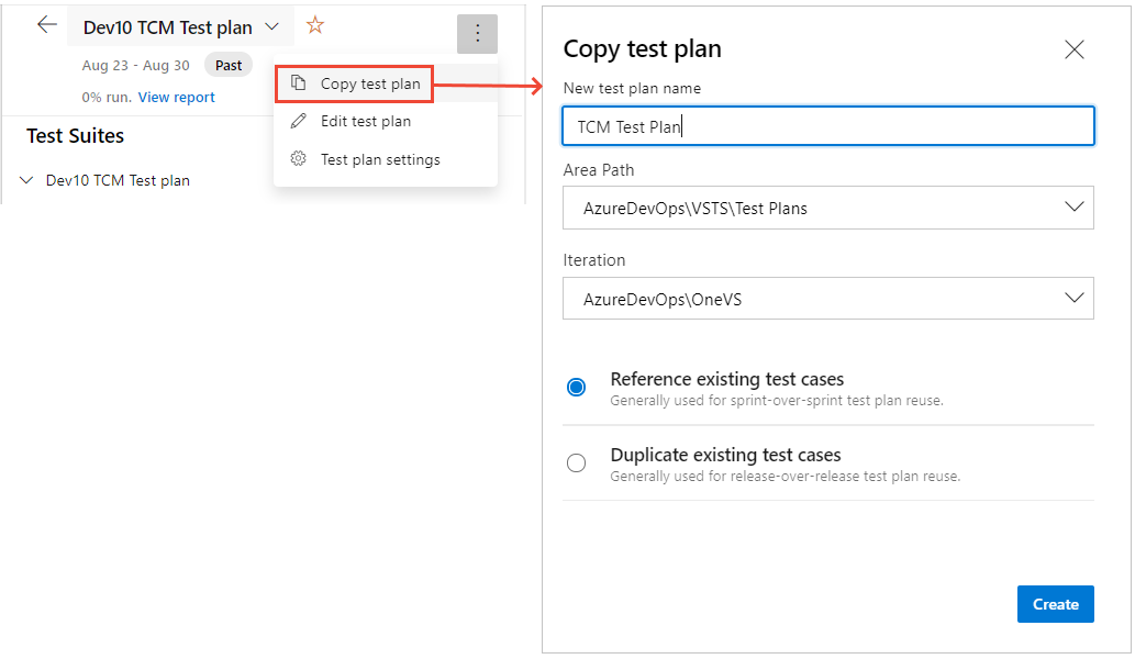 Screenshot of the Copy test plan dialog.