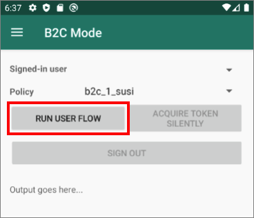 Screenshot highlighting the "Run User Flow" button.