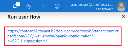 Well-known URI hyperlink in the Run now page of the Azure portal