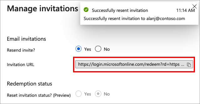 Screenshot shows how get the invitation URL.