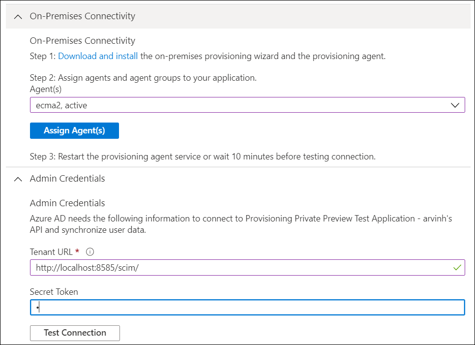 Screenshot that shows assigning an agent.
