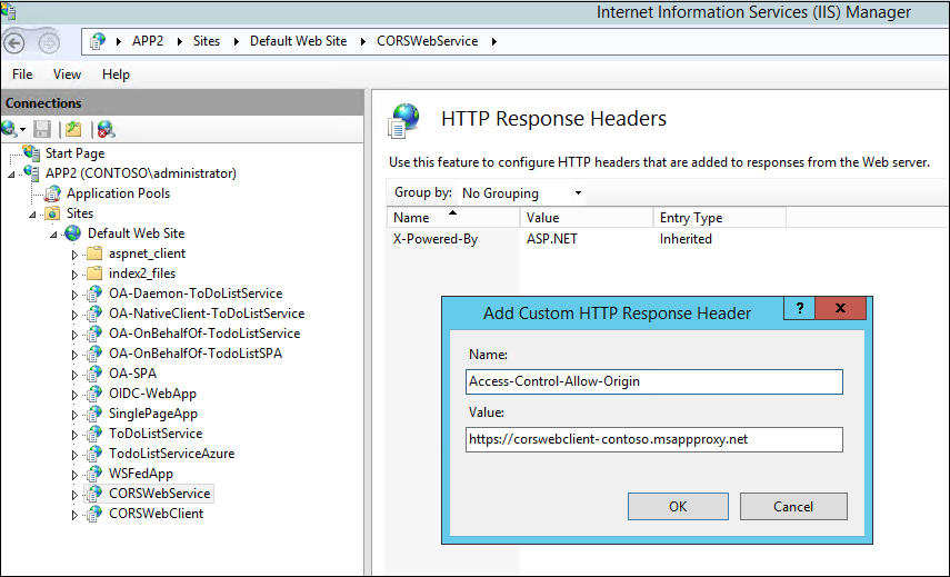 Add custom response header in IIS Manager