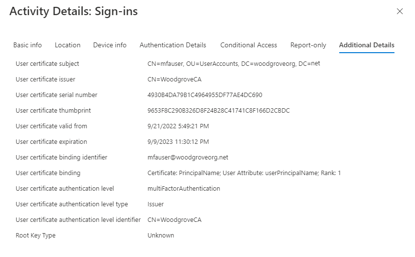 Screenshot of interrupted attempt details in the sign-in logs.