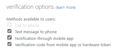 Screenshot of legacy MFA settings.