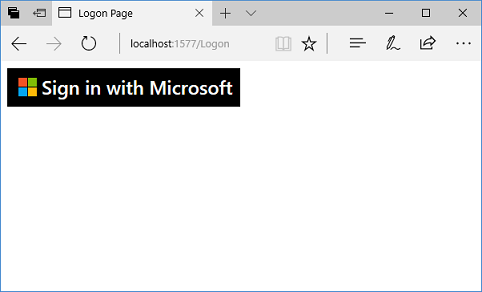 Sign in with Microsoft button shown on browser logon page in browser