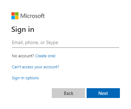 Azure AD sign-in screen displaying