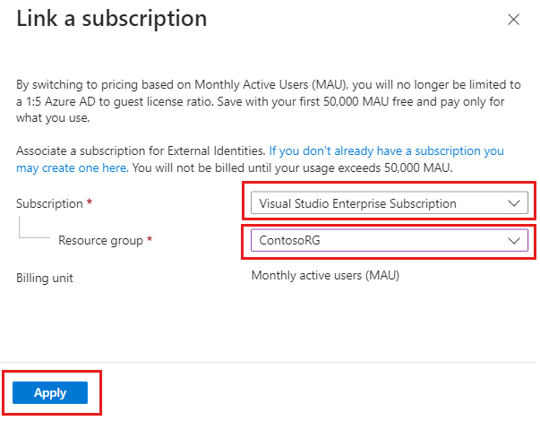 Screenshot of how to link a subscription.