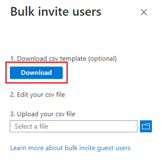 Screenshot of the download the csv file button.